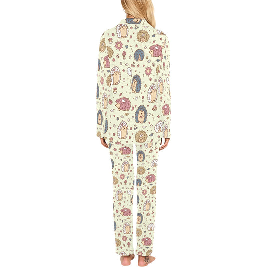 Hedgehog Cute Pattern Print Design 01 Women's Long Pajama Set