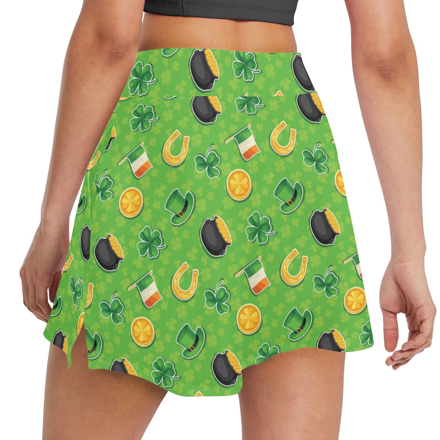 Shamrock Saint Patrick's Day Print Design LKS302 17" Golf & Pickleball Skort with Pockets