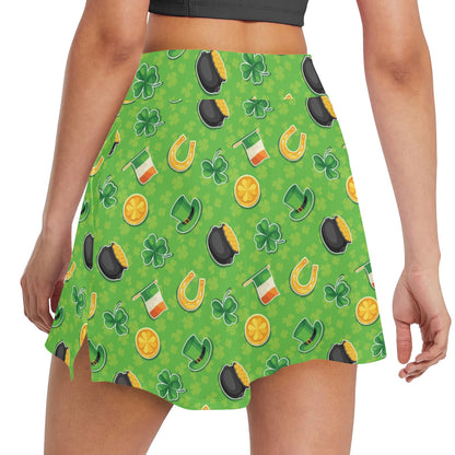 Shamrock Saint Patrick's Day Print Design LKS302 17" Golf & Pickleball Skort with Pockets