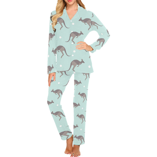 Kangaroos Pattern Print Design 04 Women's Long Pajama Set