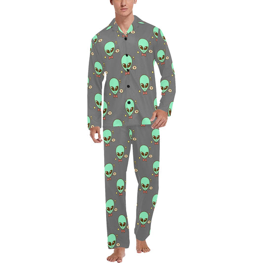 Alien Pattern Print Design 02 Men's Long Pajama Set