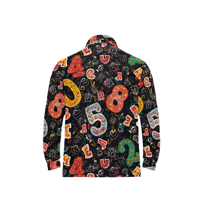 Number Pattern Print Design A03 Long Sleeve Polo Shirt For Men's