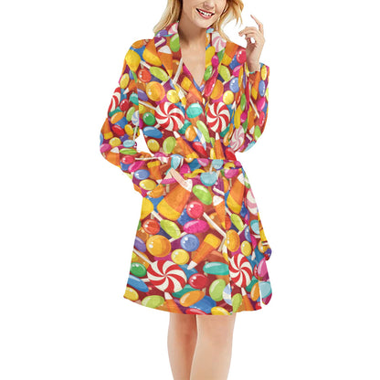 Candy Pattern Print Design 02 Women's Fleece Robe
