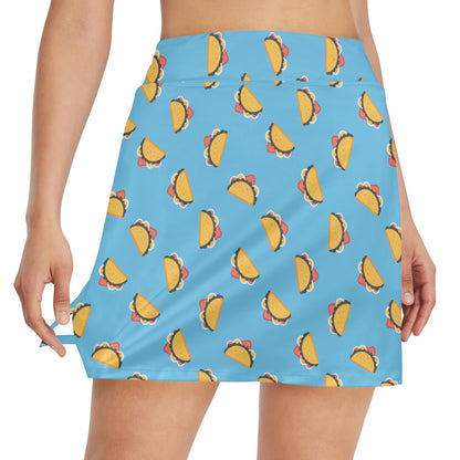 Taco Print Design LKS301 17" Golf & Pickleball Skort with Pockets