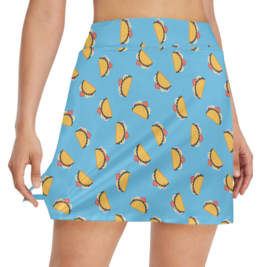 Taco Print Design LKS301 17" Golf & Pickleball Skort with Pockets