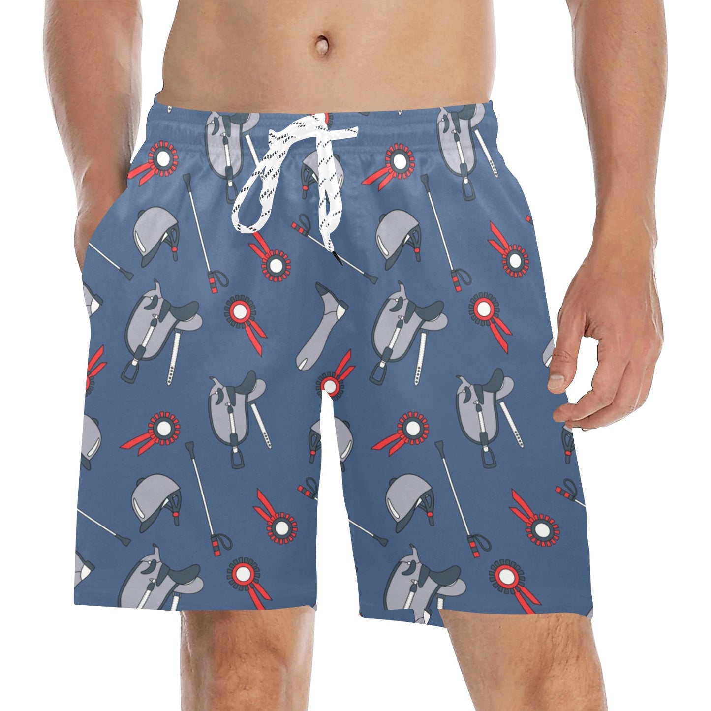 Equestrian Equipment Background Men's Swim Trunks Beach Shorts