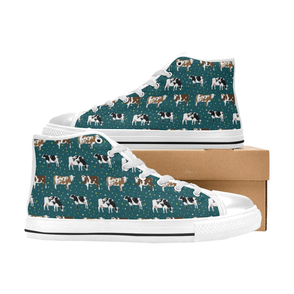 Cattle Print Design LKS404 Men's High Top Canvas Shoes