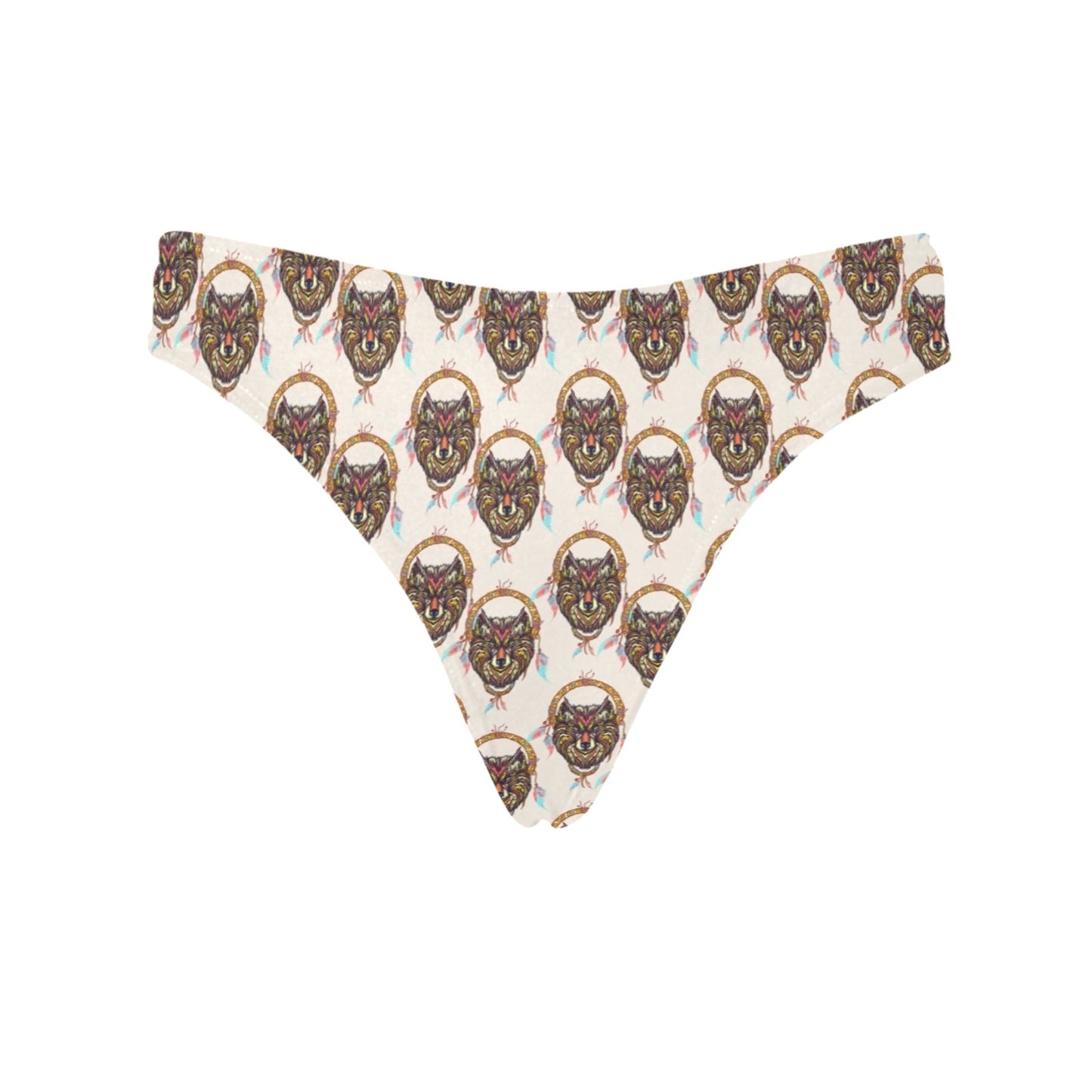 Wolf Tribal Dream Catcher Design Print Women's Thongs