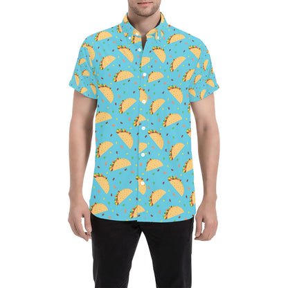 Taco Print Design LKS303 Men Short Sleeve Button Up Shirt