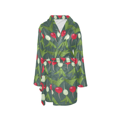 Radish Pattern Print Design A03 Women's Fleece Robe