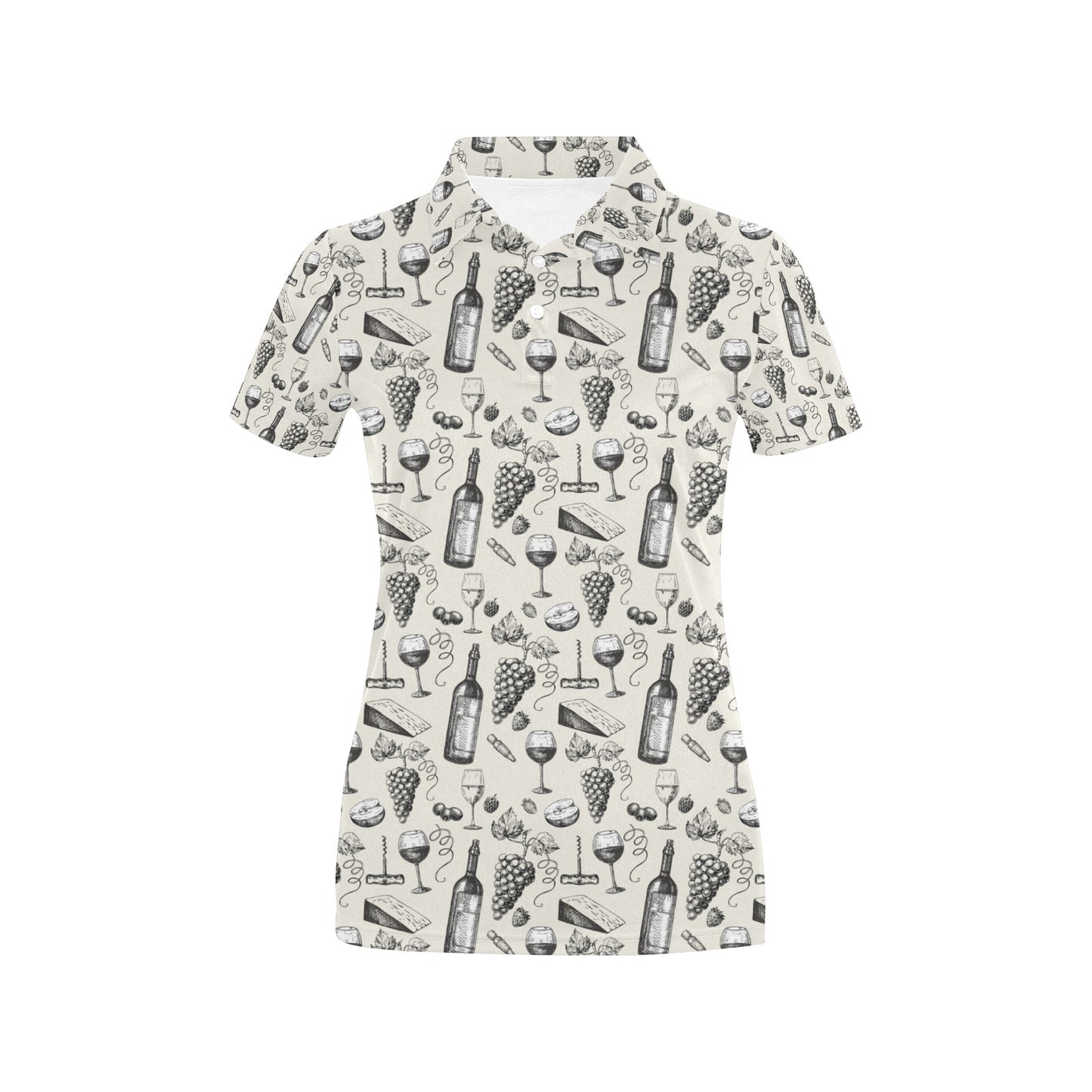 Wine Themed Print Design LKS306 Women's Polo Shirt