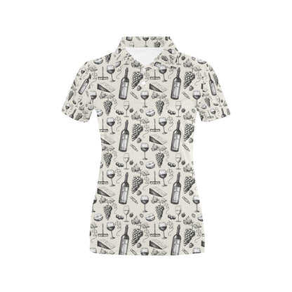 Wine Themed Print Design LKS306 Women's Polo Shirt