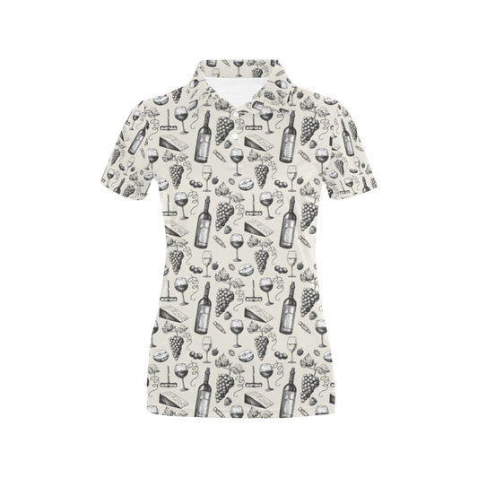 Wine Themed Print Design LKS306 Women's Polo Shirt