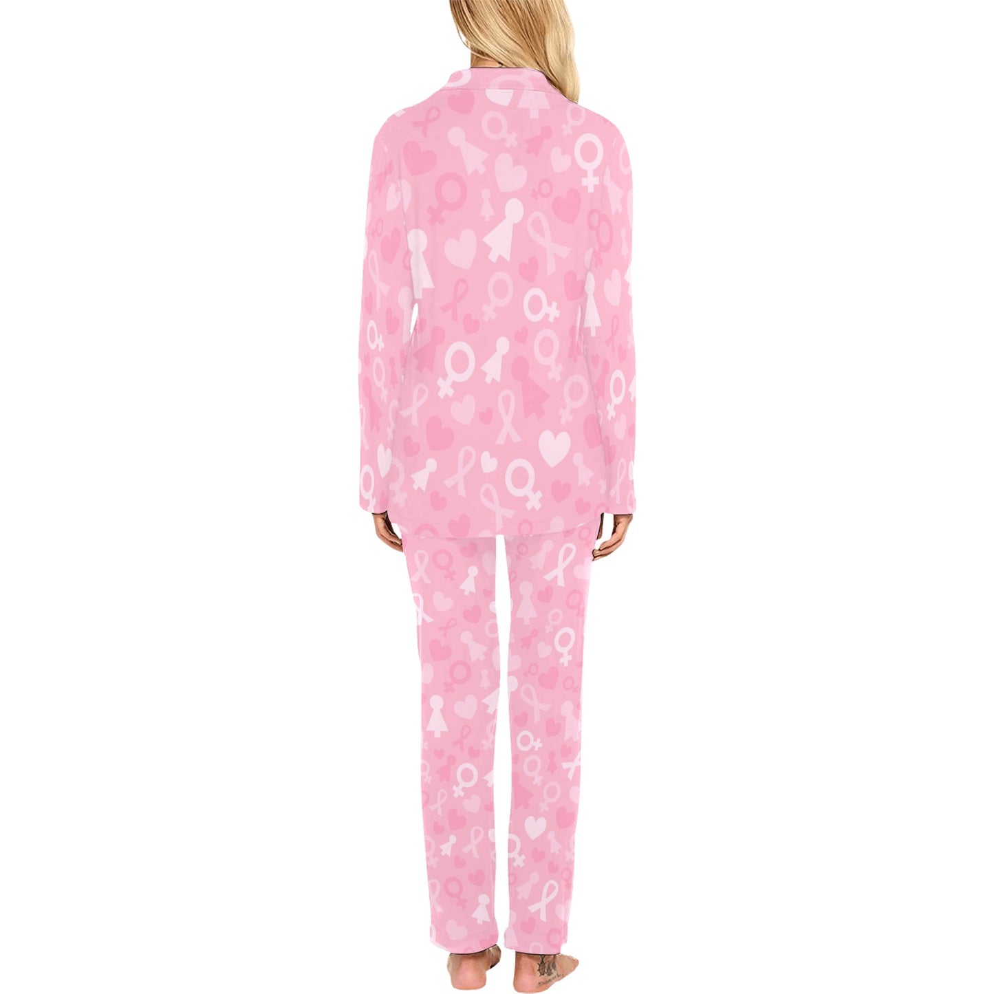 Breast cancer Pattern Print Design 01 Women's Long Pajama Set