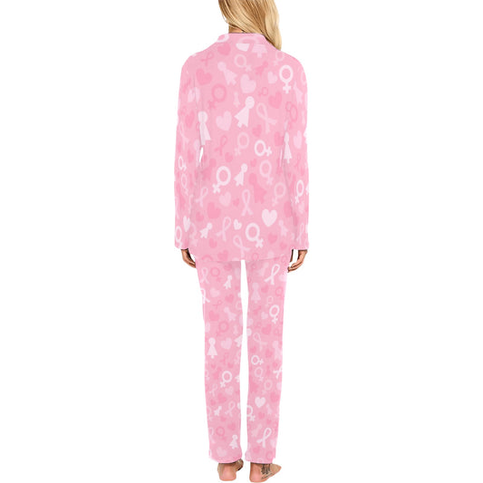 Breast cancer Pattern Print Design 01 Women's Long Pajama Set