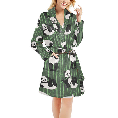 Panda Pattern Print Design A04 Women's Fleece Robe