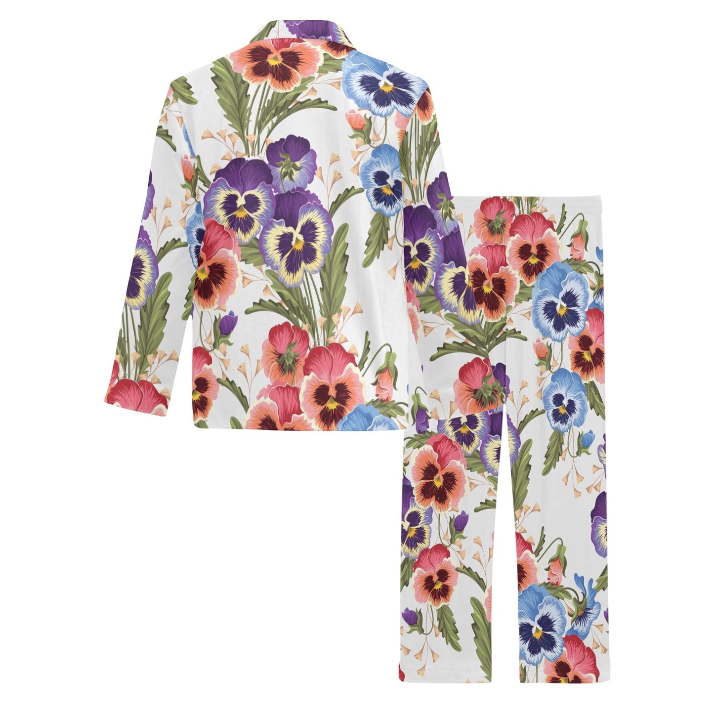 Pansy Pattern Print Design PS06 Men's Long Pajama Set