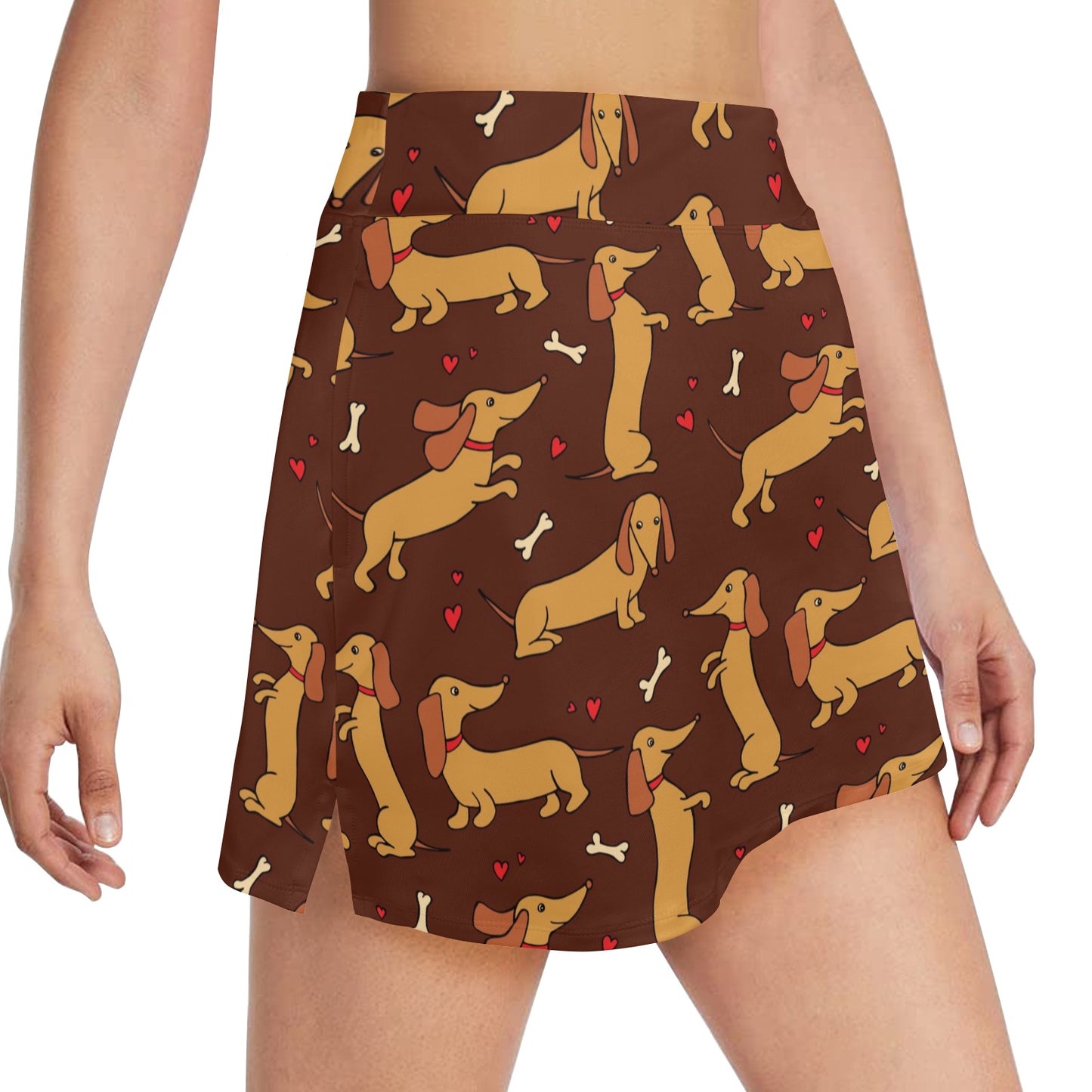 Dachshund Happy Print Pattern 17" Golf & Pickleball Skort with Pockets