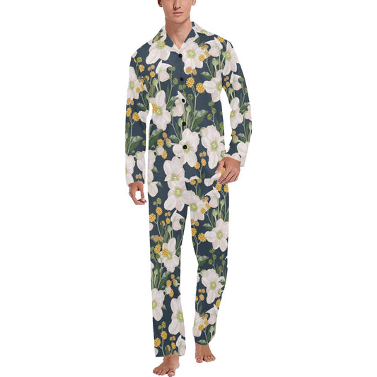 Anemone Pattern Print Design AM04 Men's Long Pajama Set