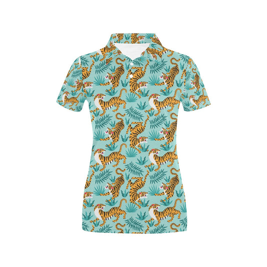 Tiger Print Design LKS304 Women's Polo Shirt