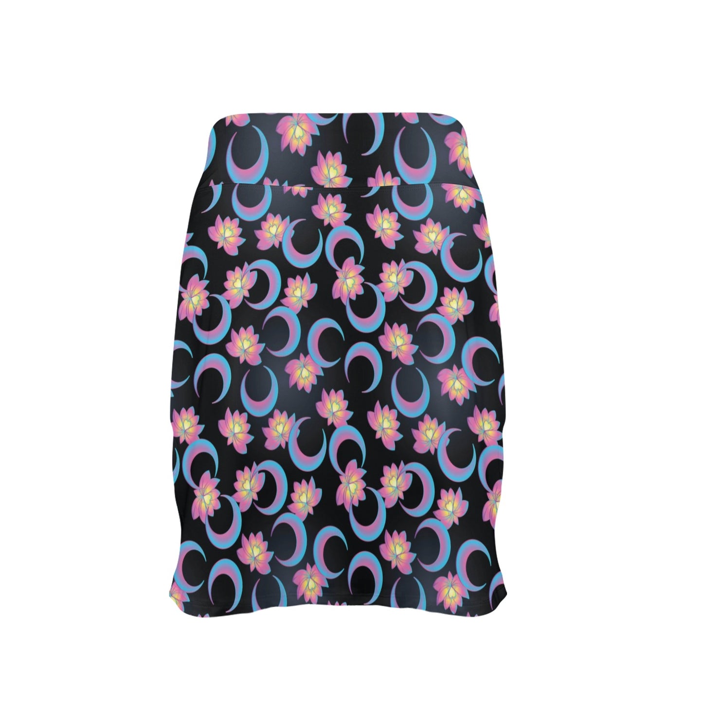 Lotus with Moon Pink Print Themed 17" Golf & Pickleball Skort with Pockets