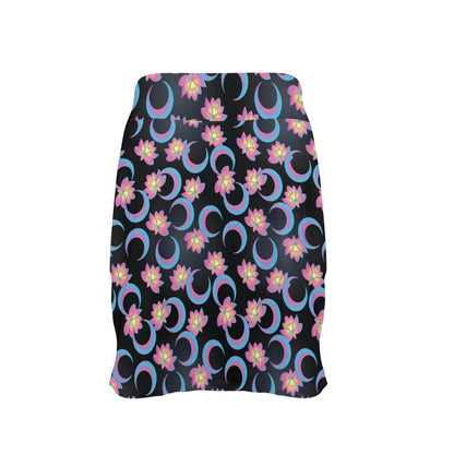 Lotus with Moon Pink Print Themed 17" Golf & Pickleball Skort with Pockets