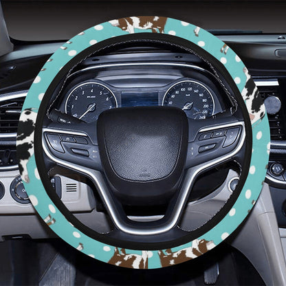 Cattle Print Design LKS405 Steering Wheel Cover with Elastic Edge