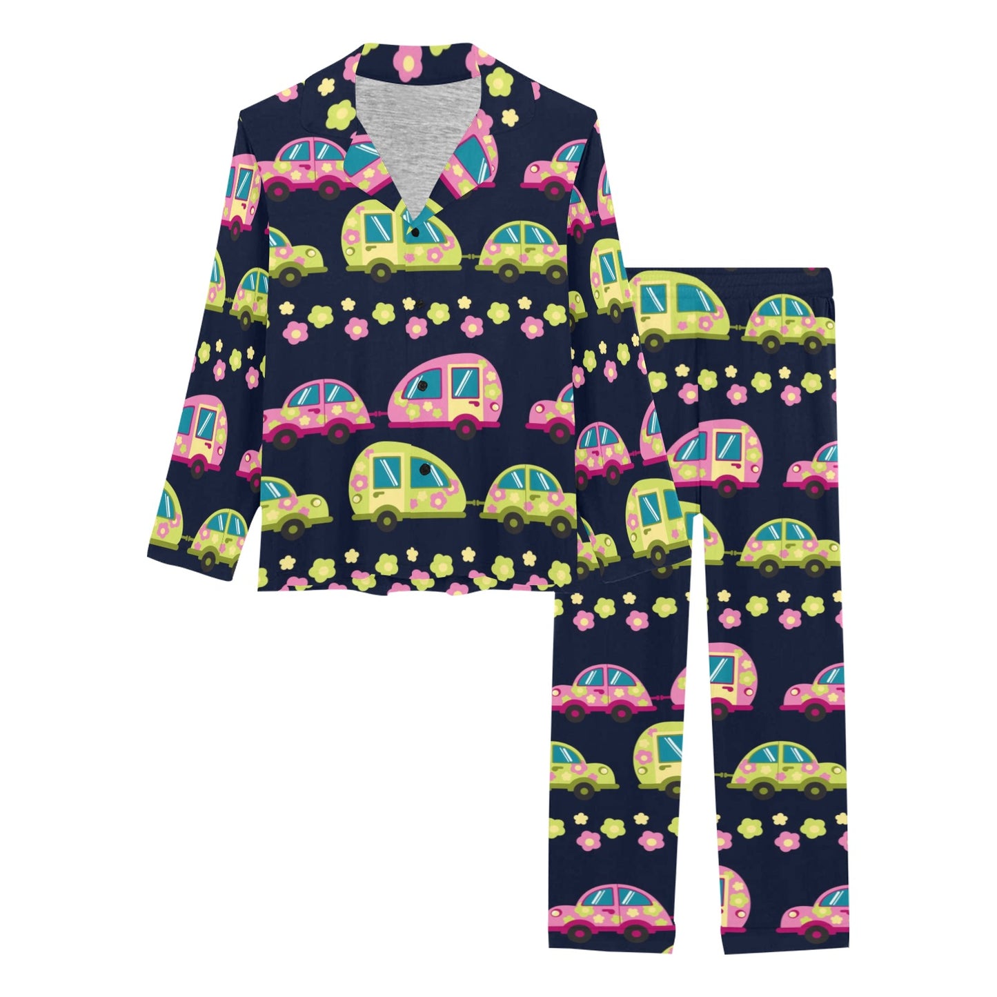 Camper Cute Camping Design No 3 Print Women's Long Pajama Set