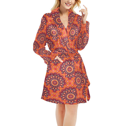 Bohemian Pattern Print Design 04 Women's Fleece Robe
