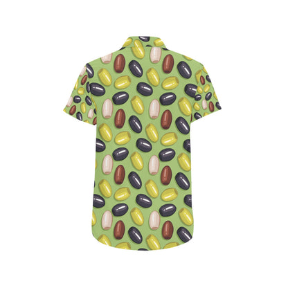 Olive Print Design LKS301 Men Short Sleeve Button Up Shirt