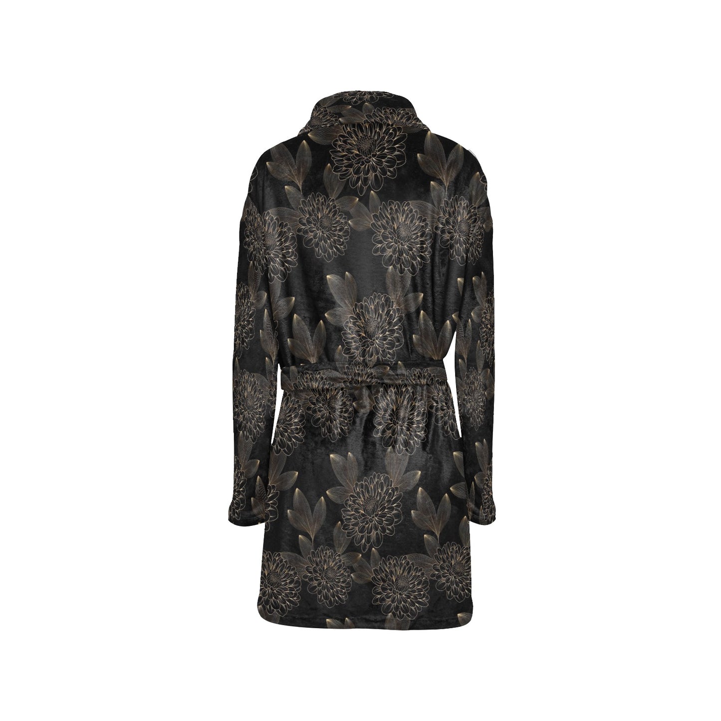 Dahlia Pattern Print Design DH04 Women's Fleece Robe