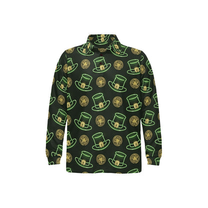 St Patricks Day Print Design LKS308 Long Sleeve Polo Shirt For Men's