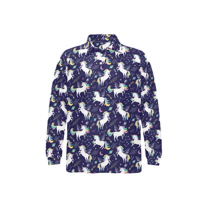 Unicorn Print Design LKS305 Long Sleeve Polo Shirt For Men's