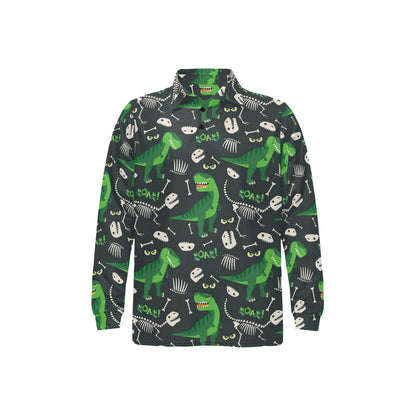 T Rex Pattern Print Design A05 Long Sleeve Polo Shirt For Men's