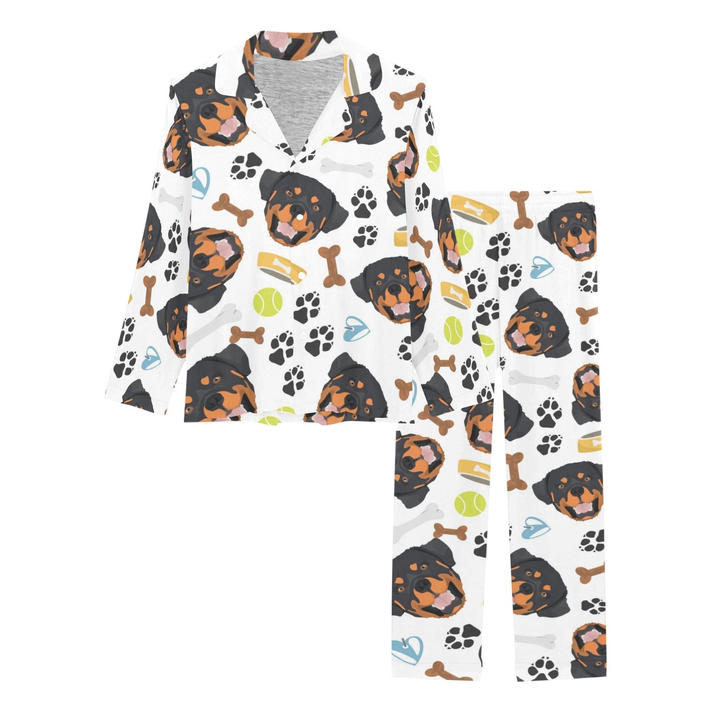 Rottweiler Pattern Print Design A04 Women's Long Pajama Set