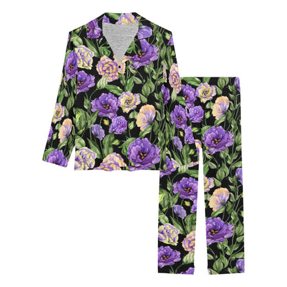 Lisianthus Pattern Print Design LT02 Women's Long Pajama Set