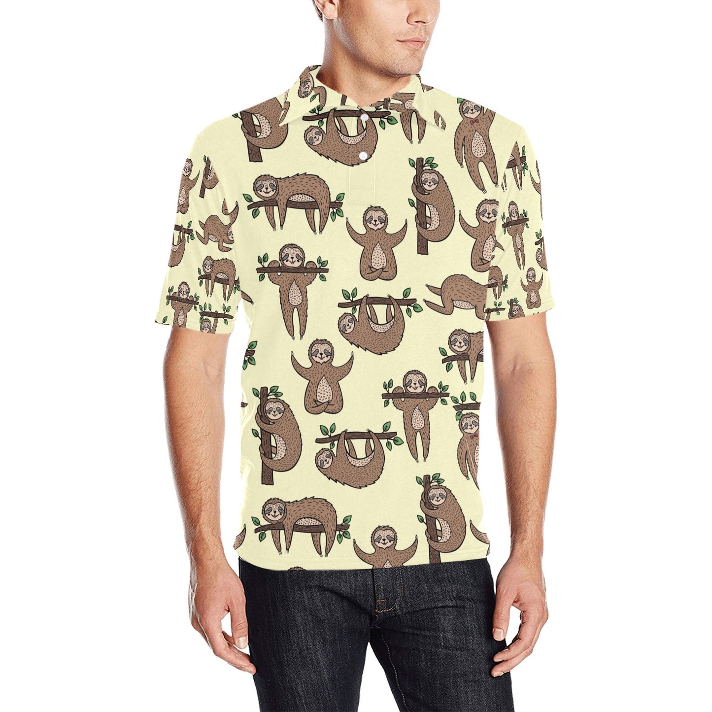 Sloth Print Design LKS3010 Men Polo Shirt