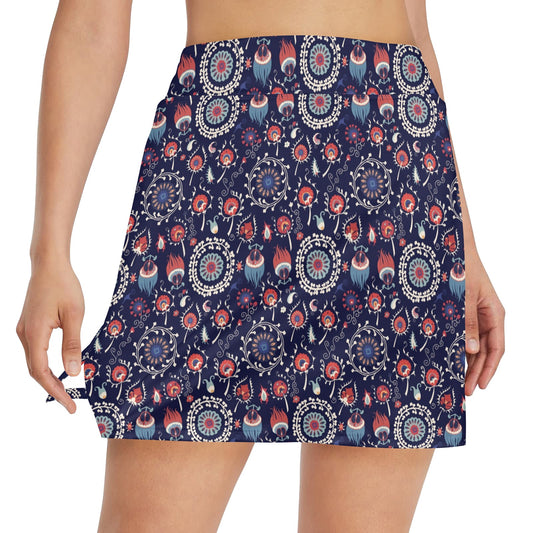 Suzani Print Design LKS305 17" Golf & Pickleball Skort with Pockets