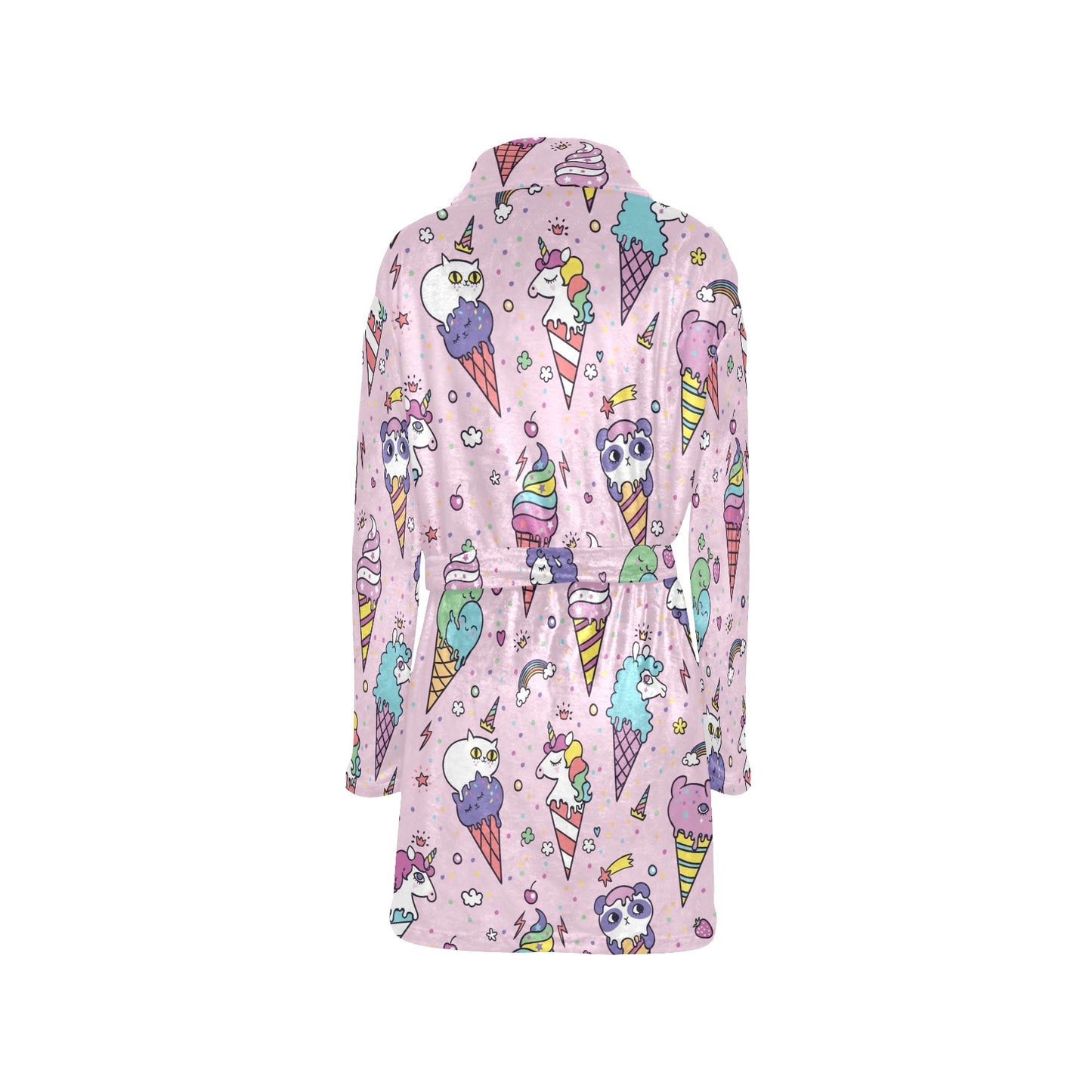 Ice Cream Pattern Print Design IC05 Women's Fleece Robe