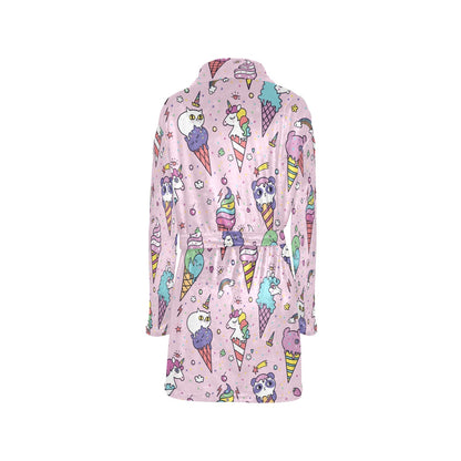 Ice Cream Pattern Print Design IC05 Women's Fleece Robe