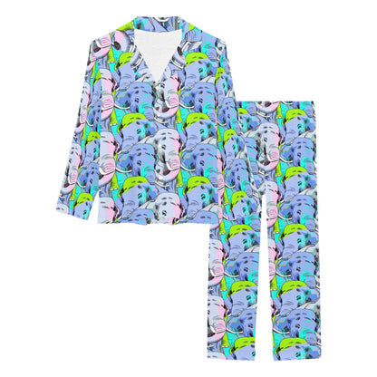 Elephant Art color Print Pattern Women's Long Pajama Set