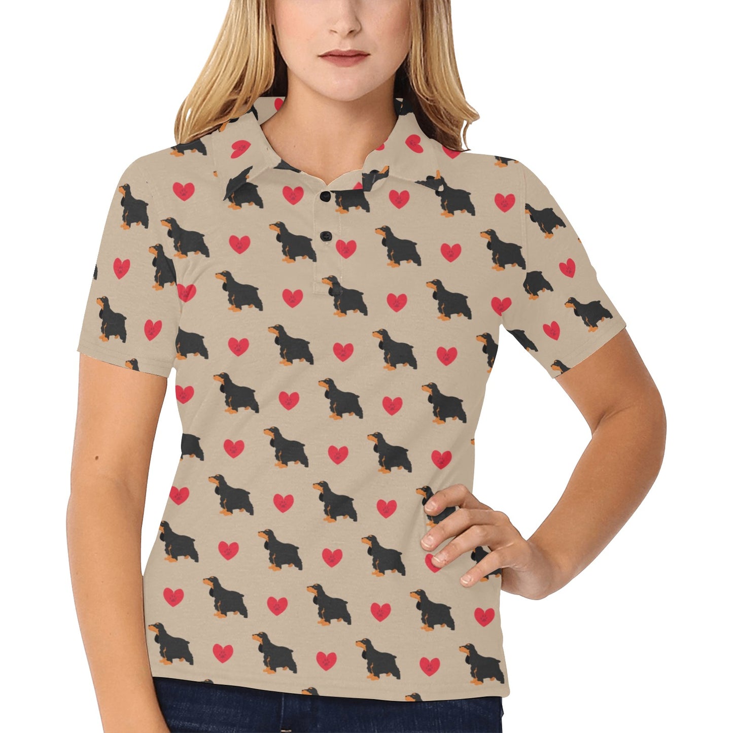 Cocker Pattern Print Design 02 Women's Polo Shirt