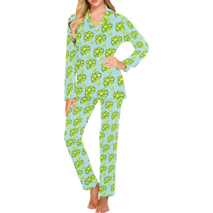 Broccoli Pattern Print Design 02 Women's Long Pajama Set