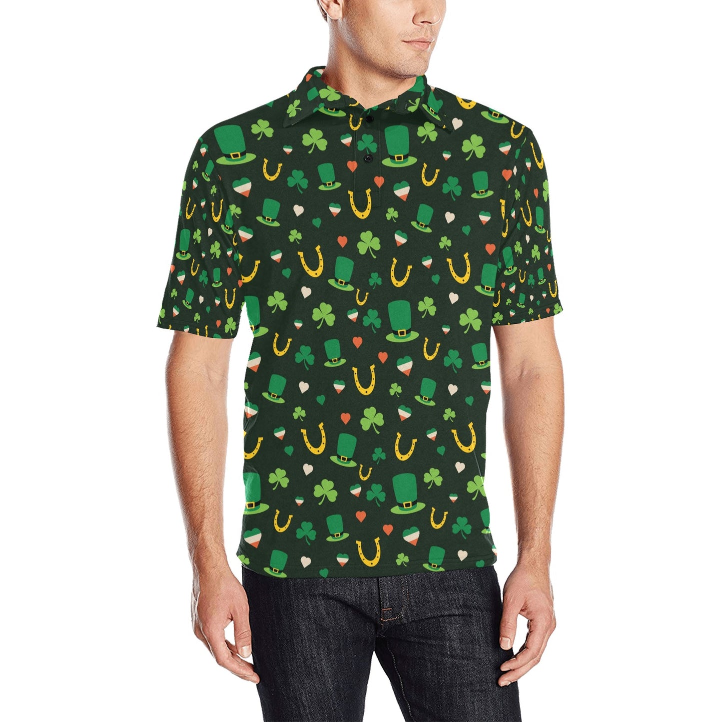 Shamrock Print Design LKS308 Men Polo Shirt