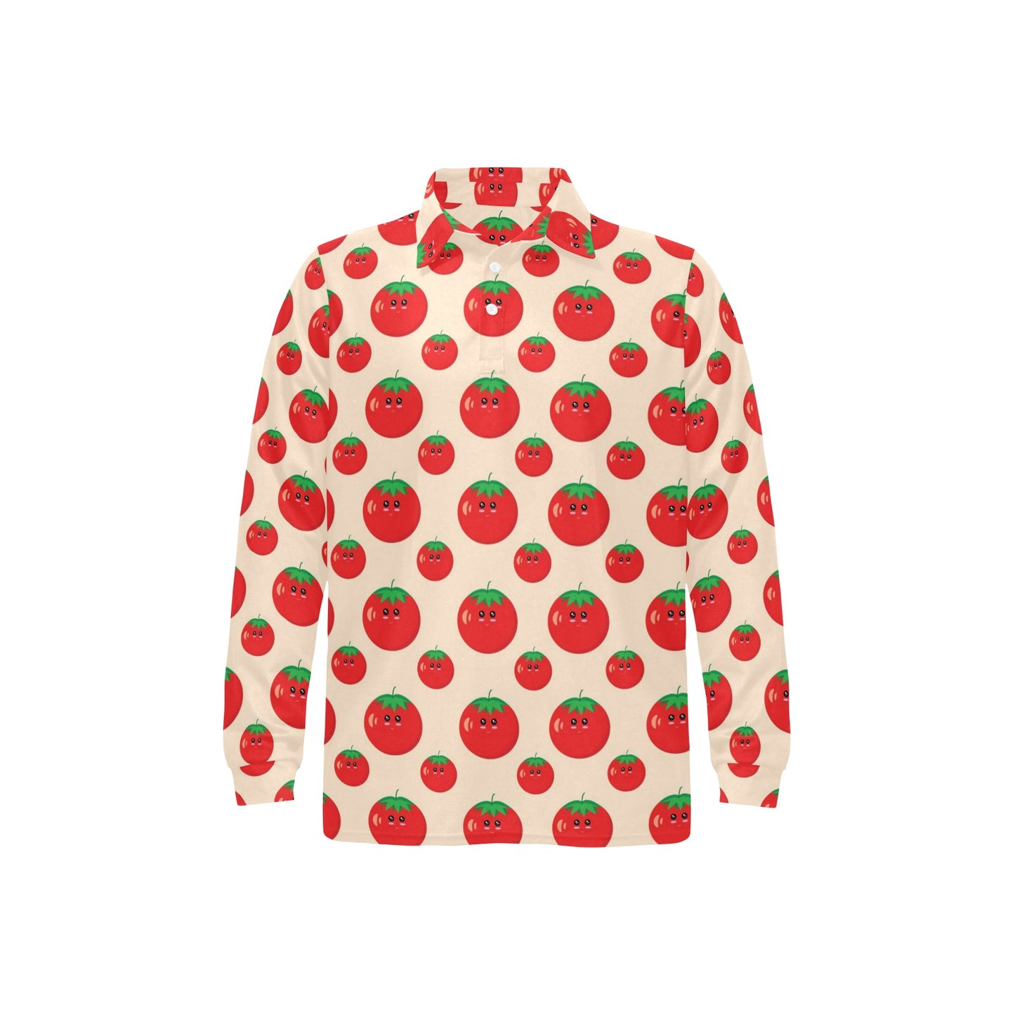 Tomato Print Design LKS308 Long Sleeve Polo Shirt For Men's