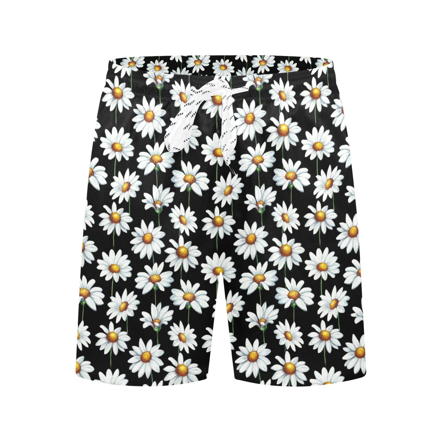 Daisy Print Pattern Men's Swim Trunks Beach Shorts