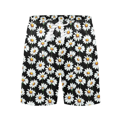 Daisy Print Pattern Men's Swim Trunks Beach Shorts