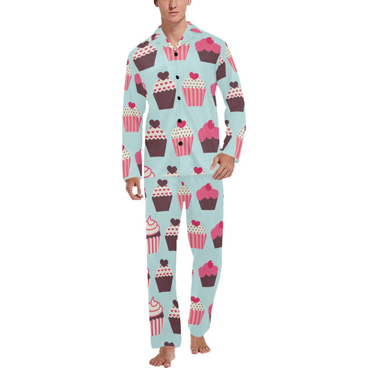 CupCake Print Pattern Men's Long Pajama Set