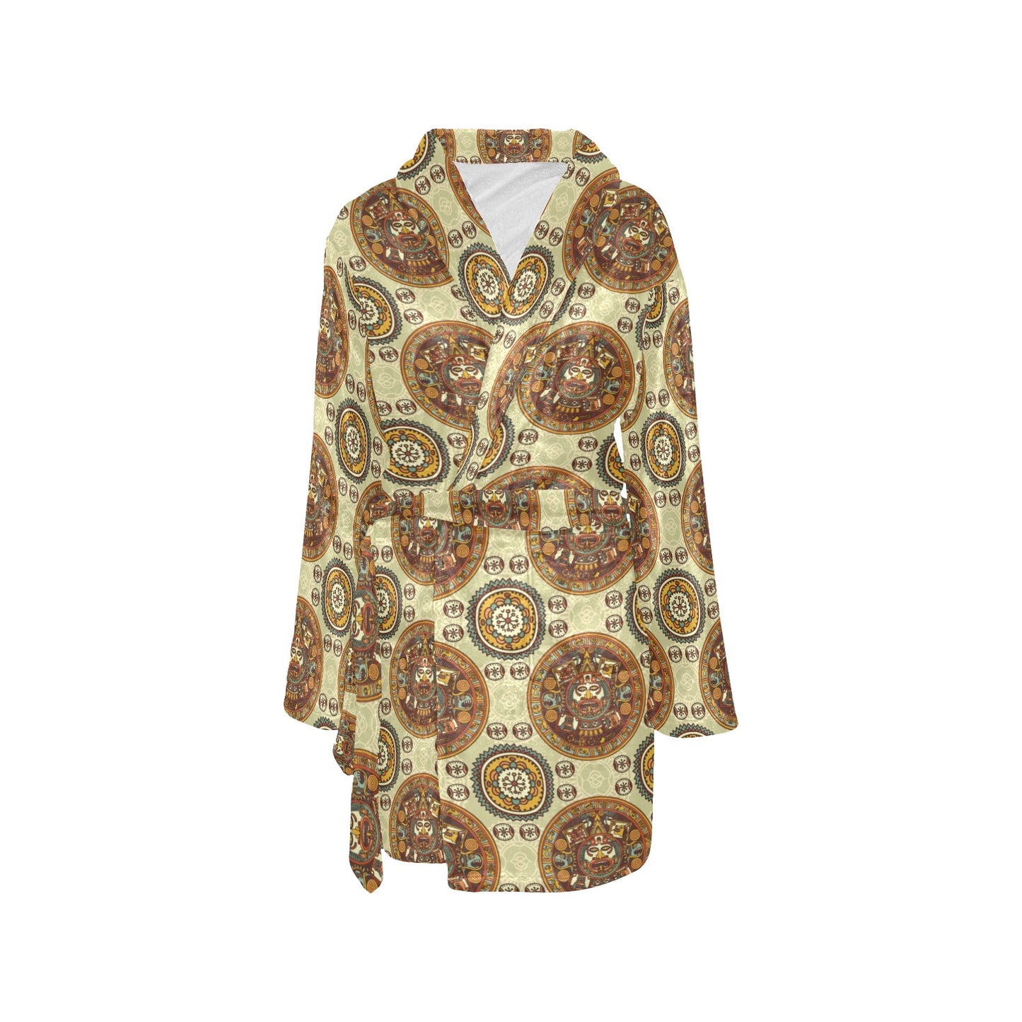 Calendar Aztec Themed Print Pattern Women's Fleece Robe