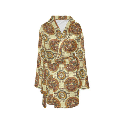 Calendar Aztec Themed Print Pattern Women's Fleece Robe